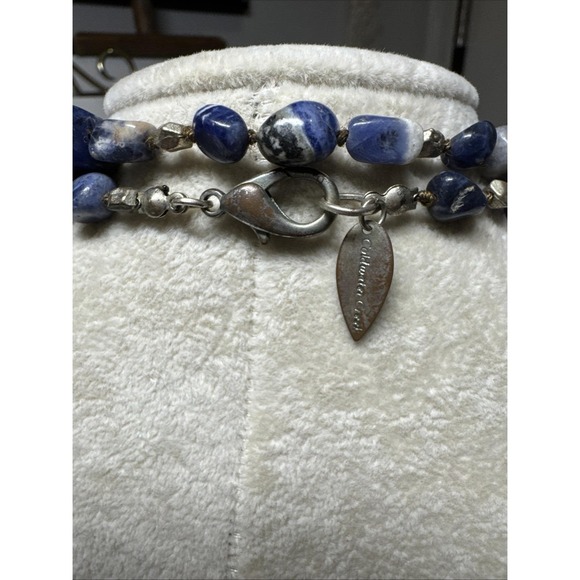 VTG Coldwater Creek Knotted Cord Lapis Sodalite Blue Stone Bead Necklace 36" - Picture 4 of 9